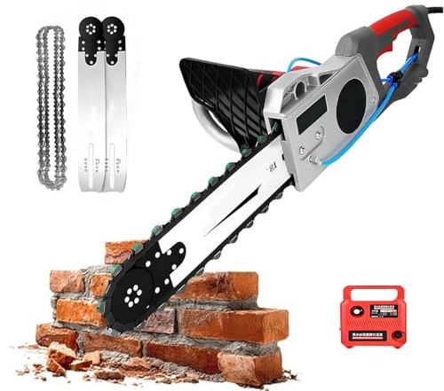Motosega Elettrica per Calcestruzzo 5800/6500w Macchina Professionale per Il Taglio Di Pareti Con 2 Catene Diamantate E 2 Piastre Guida Tecnologia Di Avvio Rapido per Cemento Armato in Granito 350