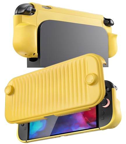 ProCase Dockable Switch 2 Grip Case, Protective PC Front Cover with a Foldable Controller Holder Design, Slim Shockproof Hard Shell Fit for 2025 Switch 2 & Kickstand -Yellow