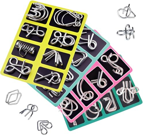 32 Pezzi Puzzle da Anelli In Metallo, Rompicapo Adulti Bambini, IQ Puzzle ad Anello, Giochi di Abilità per Adulti, Pensiero Rapido Giochi per Tutte le Età, Regali di Compleanno