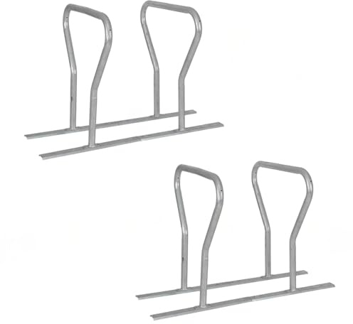 TRUTZHOLM 2x Fahrradanlehnbügel für 4 Fahrräder 140x76x92 cm Stahl feuerverzinkt Fahrradständer freistehend erweiterbarer Reihenparker Anlehnbügel Parker Fahrradparksystem Diebstahlschutz Fahrrad