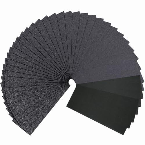 Epehio 42Pcs Wet Dry Sandpaper 120-3000 Grit, 9x3.6 Inch Coarse-Ultra Fine | Wet And Dry Sandpaper For Cars Walls Metal Wood Plastic Furniture, Assorted Sand Paper Sheets for Sanding Polishing Finishing