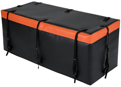 TANGZON Hitch Mount Cargo Carrier Bag, 455L Waterproof PVC Rear Cargo Storage Bag with 8 Reinforced Straps, Soft Shell Hitch Luggage Bag for Hitch Mounted Carrier, Trailer Basket, SUV (550 L/20 Cu.ft)
