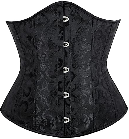 Alivila.Y Fashion Womens Brocade Underbust Boned Corset Waist Trainer 2686-Black-L