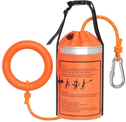 NTR Water Rescue Throw Bag with 70 Feet of Rope in 3/10 Inch Tensile Strength Rated to 1844lbs, Throwable Device for Kayaking and Rafting, Safety Equipment for Raft and Boat