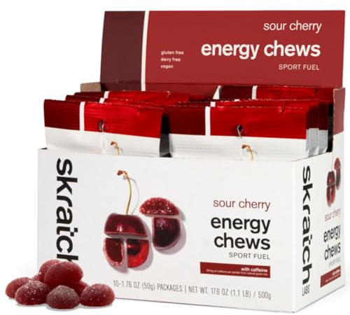 Skratch Labs Energy Chews, Caffeinated Sour Cherry, 10 Pack