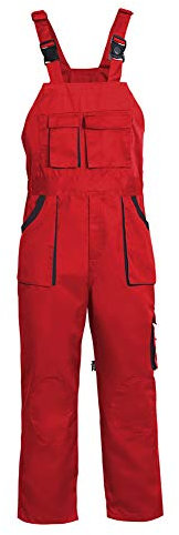 YJKJ Arbeitslatzhose, Herren Arbeits Latzhose, Baumwolle Multi-Tasche Lose Einstellbar Geeignet Für Verschiedene Branchen,Rot,L
