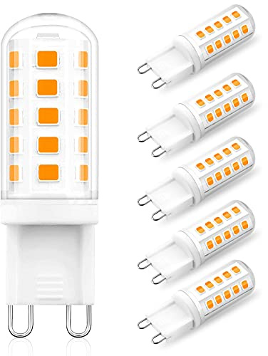 G9 LED Leuchtmittel 4W 400lm, Ersatz 40W Halogen 6er Pack | 360° Abstrahlwinkel für stabiles Licht Nicht dimmbar Einfacher Austausch von Halogenlampen kein Flackern Warmweiß (3000K)