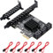 MZHOU Carte PCIe SATA 6 Ports, Carte D'extension Contrôleur PCIe vers SATA, Carte PCIe 6 Gbit/s SATA 3.0, Puce ASM1166 1X 6 Ports, Convertisseur Adaptateur Intégré pour PC de Bureau