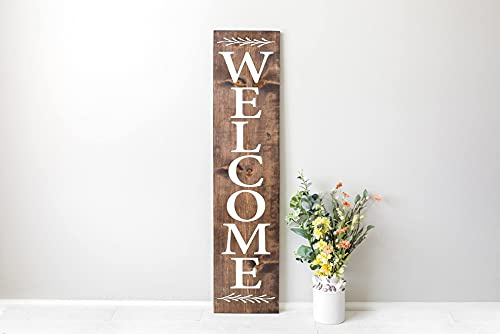 Aperiy Panneau de bienvenue vertical en bois pour porche, panneau de bienvenue de ferme, panneau de bienvenue vertical en bois pour porche d'entrée, décoration de la maison 40,6 x 15,2 cm