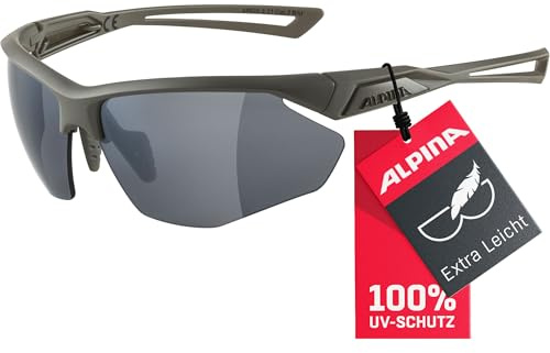 ALPINA NYLOS HR - Verspiegelte und Bruchsichere Sport- & Fahrradbrille Mit 100% UV-Schutz Für Erwachsene, moon-grey matt, One Size