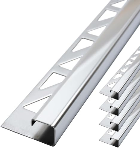 Dalsys 5x Fliesenschiene Eckprofil 2,5m x 8mm Edelstahl poliert - Quadratprofil Fliesenabschlussprofil Fliesenprofil Abschlussleiste