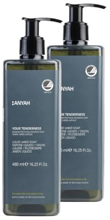Anyah - Savon Liquide - 2x480ml - Rechargeable - Doux Quotidien avec Extrait d'Ortie Blanche – Savon pour les Mains - Testé Dermatologiquement
