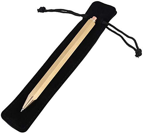 Kugelschreiber aus Messing, Bolt-Action-Stift aus Poliertem Messing, Goldener Automatischer Federstift, Sechseckiges Prisma, Messing-Federstift zum Schreiben