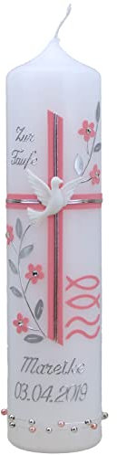 Cerziies® Taufkerze MAREIKE Junge oder Mädchen mit Name und Datum, individuell und handverziert 1319