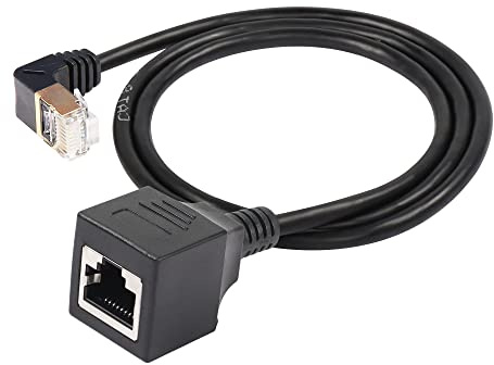 SinLoon RJ45 Cat8 Ethernet Kabel, Cat8 High Speed ​​Stecker auf Buchse 90 Grad Netzwerkkabel, SFTP Patchkabel 40Gbps 2000Mhz für Server Modem Router (UP)