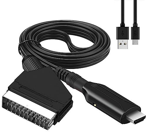 CJBIN SCART zu HDMI Konverter - Video Audio Wandler HD Mit Eingangskabel & Ausgangsanschluss für HDTV, STB, VHS, VCR, PS3, Sky, DVD, Blu-ray
