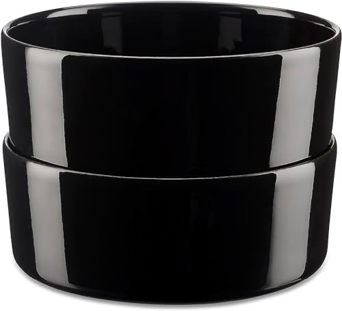 Berndorf 16cm Black Porcelain Bowl - Set of 2, Perfect for Noodle, Ramen, Pasta, Cereal, Rice, Soup, Salad, Dessert, Breakfast Dishes - Durable & Stylish Serving Bowls