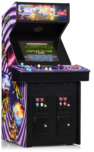 Numskull Quarter Arcades TMNT Tortugas en el Tiempo Edición Coleccionista Mini Arcade - Réplica de Madera auténtica a Escala 1/4, ROM Original, batería Recargable y Altavoces de 3 W para entusiastas
