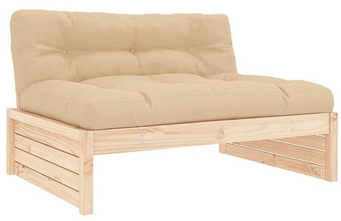 vidaXL Mittelsofa, Gartensofa mit Kissen Latten-Design, Modular Holz Sofa für Garten Terrasse, Gartenmöbel Loungemöbel, Massivholz Kiefer