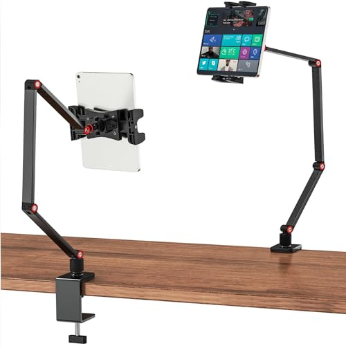 Cenawin Soporte de mesa para tablet y iPad de 360°, ajustable, manga larga, 4,7 a 12,9 pulgadas