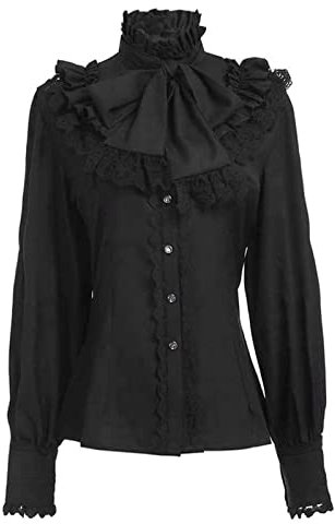 Damen Mittelalter Bluse Rüschenhemd Gothic Kleidung Shirt Steampunk Langarmshirt Viktorianisches Viking Pirat Vintage Renaissance Hemd Frauen Halloween Kostüm Karneval Cosplay Party