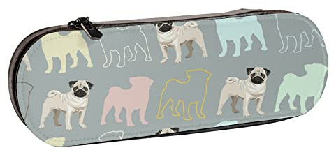 BEEOFICEPENG Trousse à Crayons, Peinture Artistique en Forme de Chien Carlin coloré Mignon, Pochette à Crayons en Cuir, Sac à stylos, école de Bureau, boîte à Bijoux, boîte à pinceaux de Maquillage