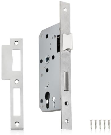 Bwintech 1 pezzo Serratura da infilare in acciaio inox nichel satinato 7250 foro euro per porte interne e porte del bagno