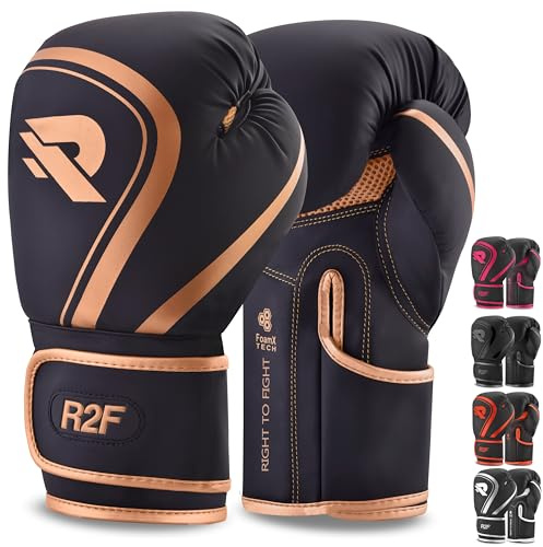 R2F Guantoni da boxe, Pro Training Sparring, Pelle Vegana, Muay Thai MMA, Kickboxing, Uomini Donne Adulto, Heavy Punch Bag Mitts Focus Pads Workout, Multi-Layered, 10 oz, 12 oz, 14 oz, 16 oz