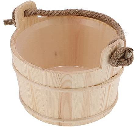 Steam Room Bucket - High Capacity Sauna Wooden Barrel for Shower Swimming Pool - 6L SPA Accessory