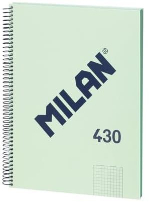 MILAN® Notizbuch A4, Hardcover, kariert 5 x 5 mm, 80 Blatt, Papier 95 g/m², Serie 1918, grün