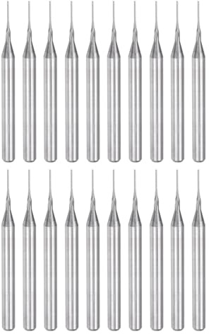 QUARKZMAN 20Pcs Embouts de Fraise 0,5 mm Queue Droite de 1/8 Pouce | en Carbure de Tungstène pour Fraiseuse Cnc, Outils de Gravure pour Circuit Imprimé, Machine de Fraisage Du Bois