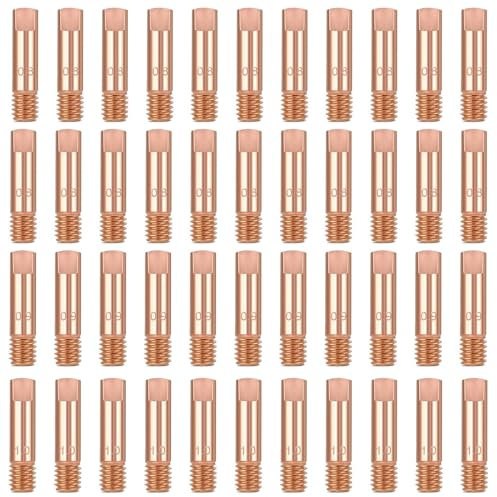 40 Stück Kupfer Kontaktspitze, Schweißdüsen Stromdüse 0,8 mm, 0,9 mm, 1 mm für 15AK Mig Mag Schweissgerät Schweißzubehör Schweiß Kontaktspitzen Verschleißteile Set