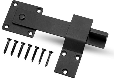 Kigniote Türriegel 5 x 15,3 cm Torriegel Riegel Schloss Schlagladenüberwurf Tür Verriegelungen Überwurfriegel Torriegel Schwarz für Scheunentor, Gartentor, Holztüren