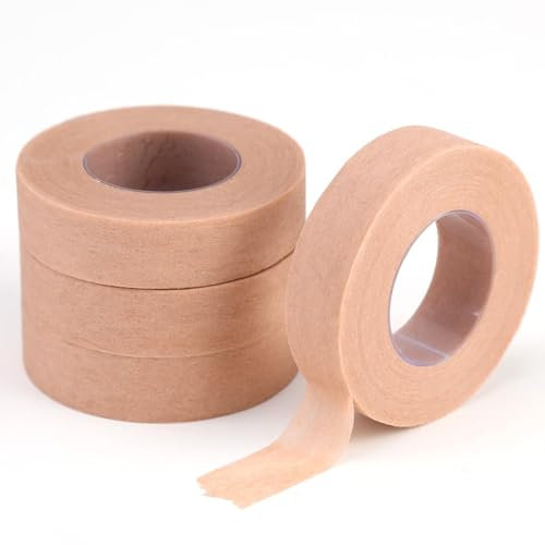4PCS Rouleaux Ruban de Peau Flexible 1,25 cm x 9 m Micropore Sparadrap Bande,bandages de gaze respirants pour le nez, pansements, extensions de cils, blessures, gonflements,sports