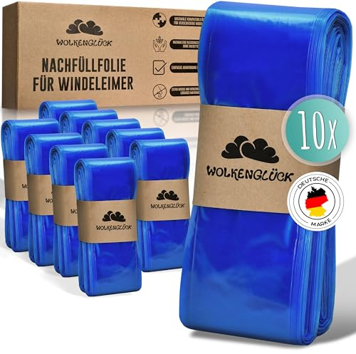 WOLKENGLÜCK® Windeleimer Nachfüllfolie [5er-Set in XXL-Länge] - kompatibel mit Windeleimer Nachfüllkassetten von LittyCat, Chicco, Spross & Co. - reißfest & geruchsdicht