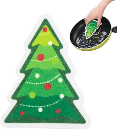 Spugna natalizia - Spugna per lavare piatti della serie natalizia, in cotone per lavare i piatti, spugnetta, articoli per la pulizia della cucina, pentola per lavare i piatti, spugna natalizia design