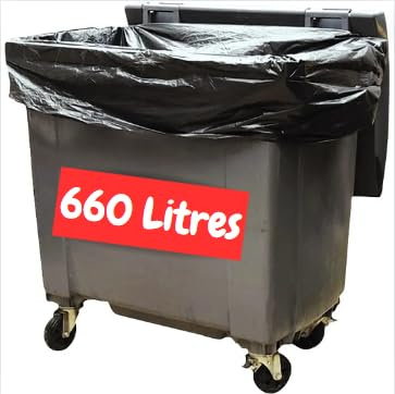 Sac Poubelle 660 Litres X 40 | Housse Protection Conteneur 660L | Sacs Housses 660 Litres Noir | Tous Types Déchets et Ordures | Epaisseur 30µ | Anti Fuites et Anti Salissures