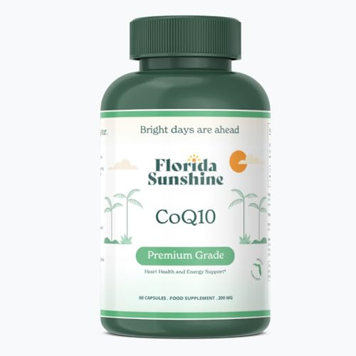 Florida Sunshine Premium CoQ10 200mg – 60 Kapseln | Unterstützt die Herzgesundheit | Fördert die Energieproduktion | Antioxidativer Schutz | Unterstützung des Cholesterinspiegels