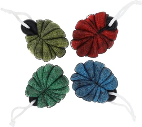 Set 4 Pezzi Bath Ball Sospeso in Pe per Bagno e Massaggio | Doppio Colore, Forma Tartaruga, Azione Esfoliante e Pulizia della Schiena, Adatto a Uomini e Donne