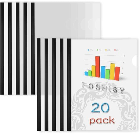 FOSHISY 20 Pcs Clear Report Covers with Sliding Bar, 9mm, 40 Sheet Capacity