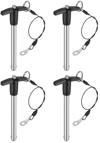 QUARKZMAN 4pz Pin di Blocco a Maniglia a T, 10mm x 80mm Lunghezza di Utilizzo in Acciaio Inossidabile Pin di Rilascio Rapido a Pulsante