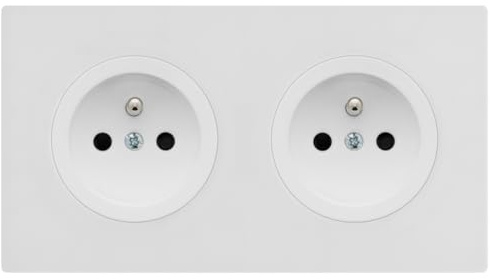 FONTINI - 2 Prises 2P+T Blanc Glossy DOM - Plaque Double Blanc