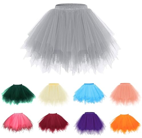 Karneval Damen Kostüm Tüllrock 50er Tütü Rock Kurz Ballett Unterrock 50er Rockabilly Petticoat Tutu Unterrock Kurz Ballett Tanzkleid