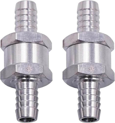 KEWAYO 2 Pièces 16mm Clapet anti-retour de carburant, clapet anti-retour en aluminium clapet anti-retour Tuyau de carburant pour la plupart des camions de bus moto