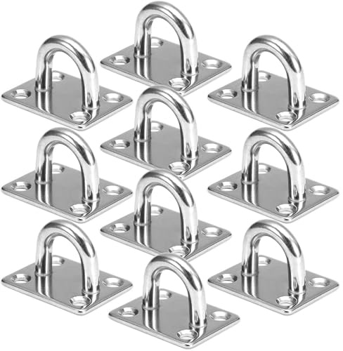 CINGHIA Augplatte Edelstahl mit Öse,10 Stück Augplatte mit Öse,Augenplatte,Schraubösen Edelstahl,Sonnensegel Befestigung,Deckenbefestigung für Wandhaken,Seile,Hängematten