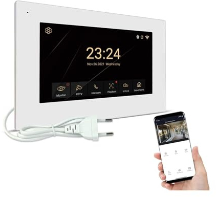 Citofoni wireless per la casa di videocitofono 1080P, campanello video intelligente wireless domestico, un pannello di chiamata + due display(R6-M503WA-B)