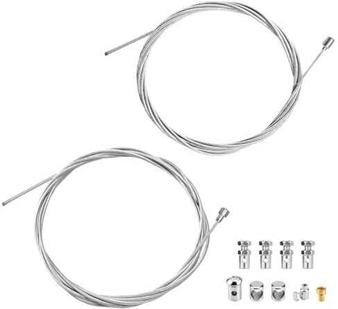 2 Pièce 2M Câble de Gaz Accélérateur, Universel Câble Accélérateur Frein Embrayage avec 9 Embouts, Câble Acier Ø1,5mm et Ø2,0mm, Réparation pour Moto Vélo Scooter Tondeuse Débroussailleuse Motoculteur