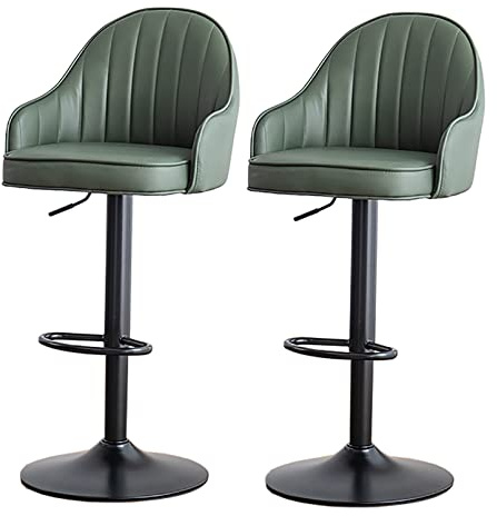 Barstolar Set med 2 barstolar Snurrpall Höjdjusterbar barstol för köksö, matsal (Mörkgrön Sitthöjd 78 cm)
