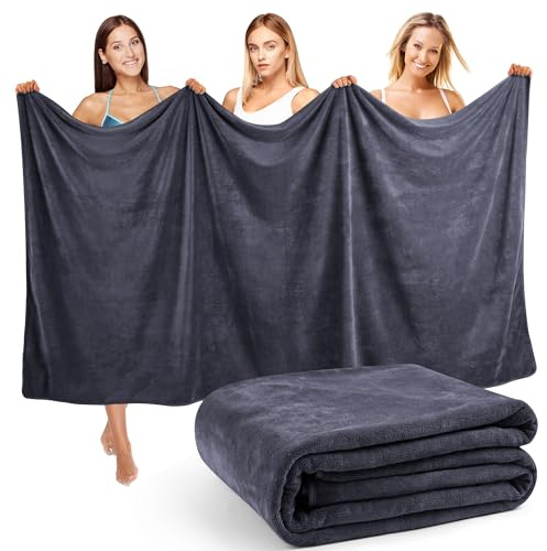 Lureon Asciugamani Bagno XXL 100x200 cm - 420 g/m² - Spesso per Sauna e Spiaggia - Unisex - Altamente Assorbente e Morbido (Grigio scuro)