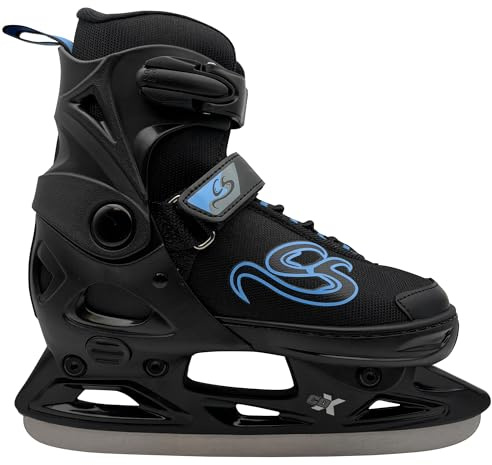 Cox Swain verstellbare Schlittschuhe Crystal, Eislaufschuhe für Kinder, Jugendliche und Erwachsene bis 100KG, vorgeschliffene Edelstahlkufe, Softboot